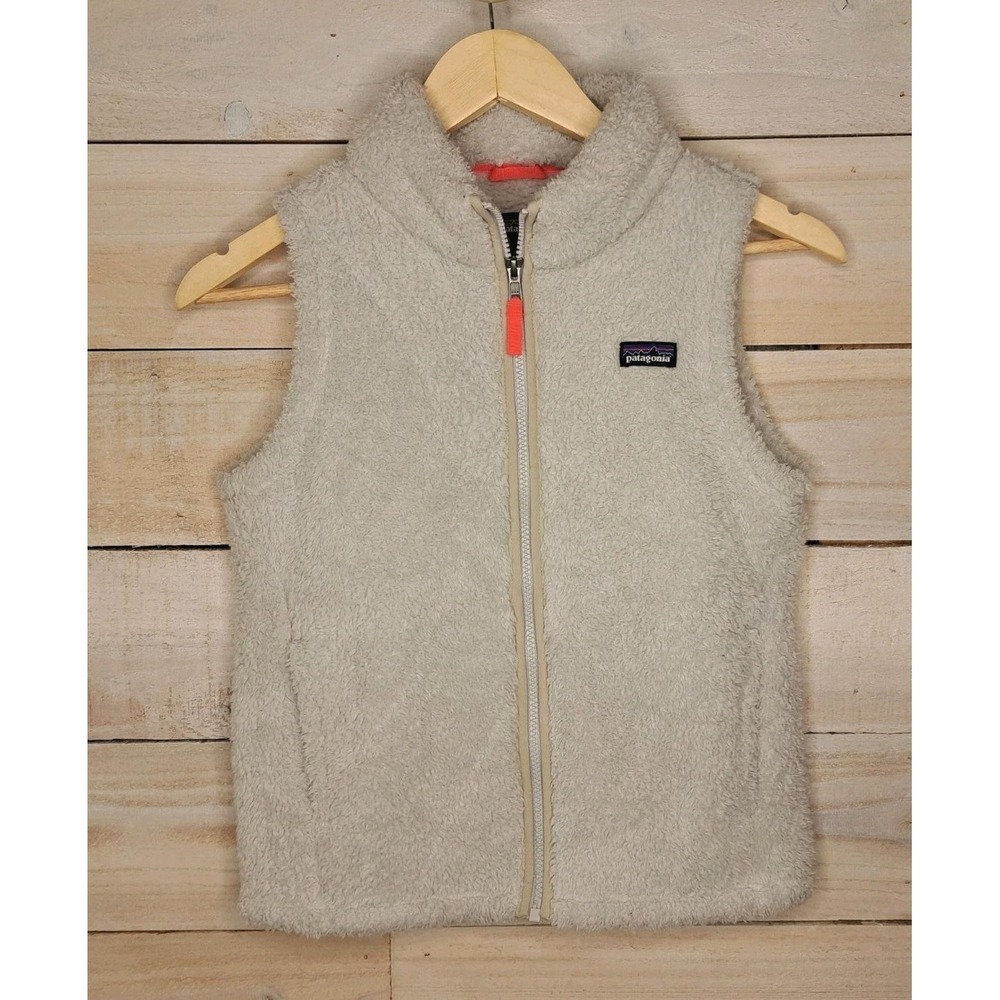 Patagonia Los Gatos Kids Fleece Zip Vest Beige Sleeveless Unisex Size M